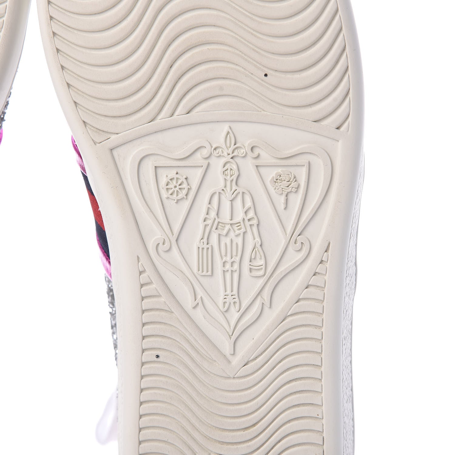Gucci Glitter Web Womens Ace Sneakers 38.5 Silver 8 of 14