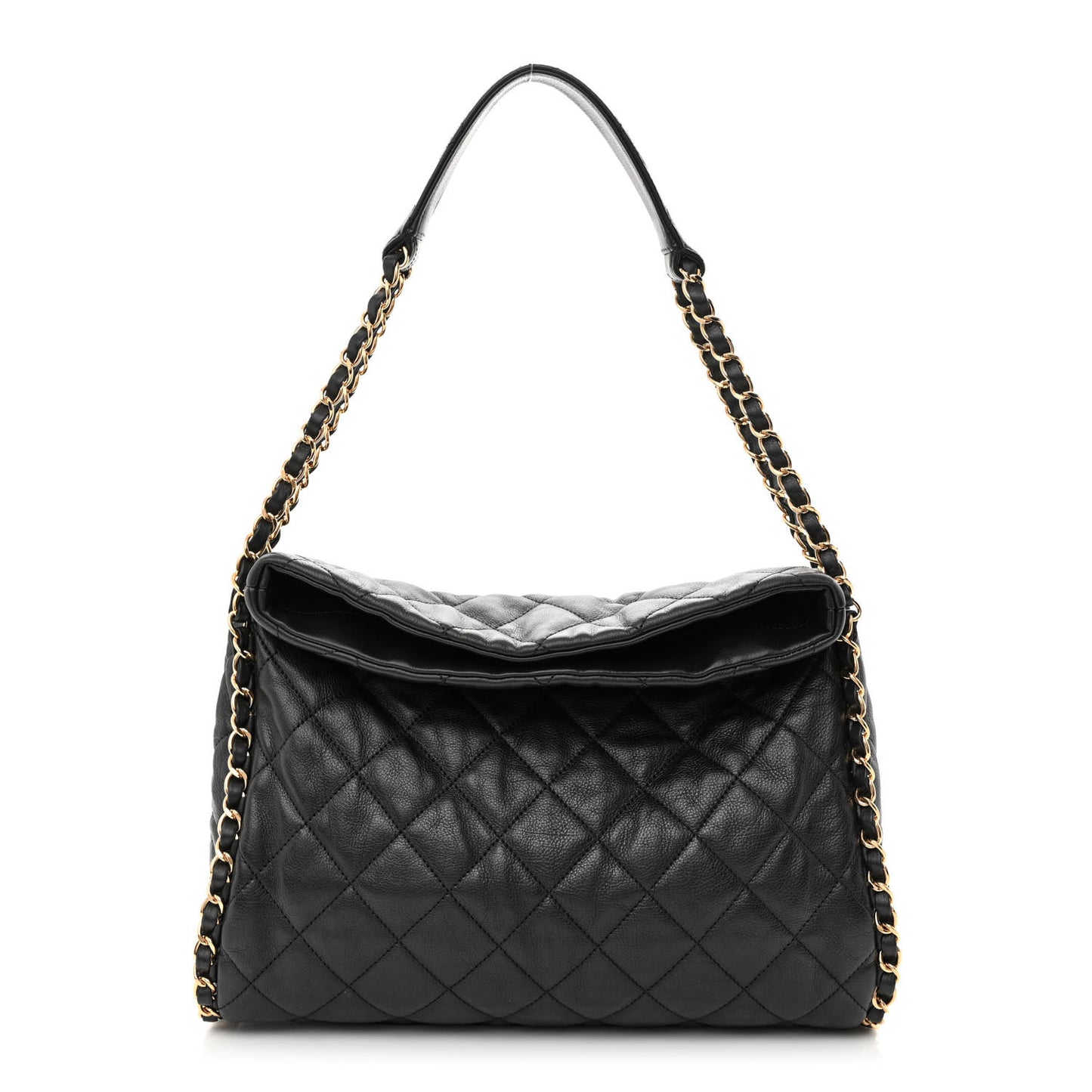 Calfskin Quilted Medium Chain Me Hobo Black
