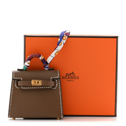 Hermes Tadelakt Mini Kelly Twilly Bag Charm Etoupe 6 of 6