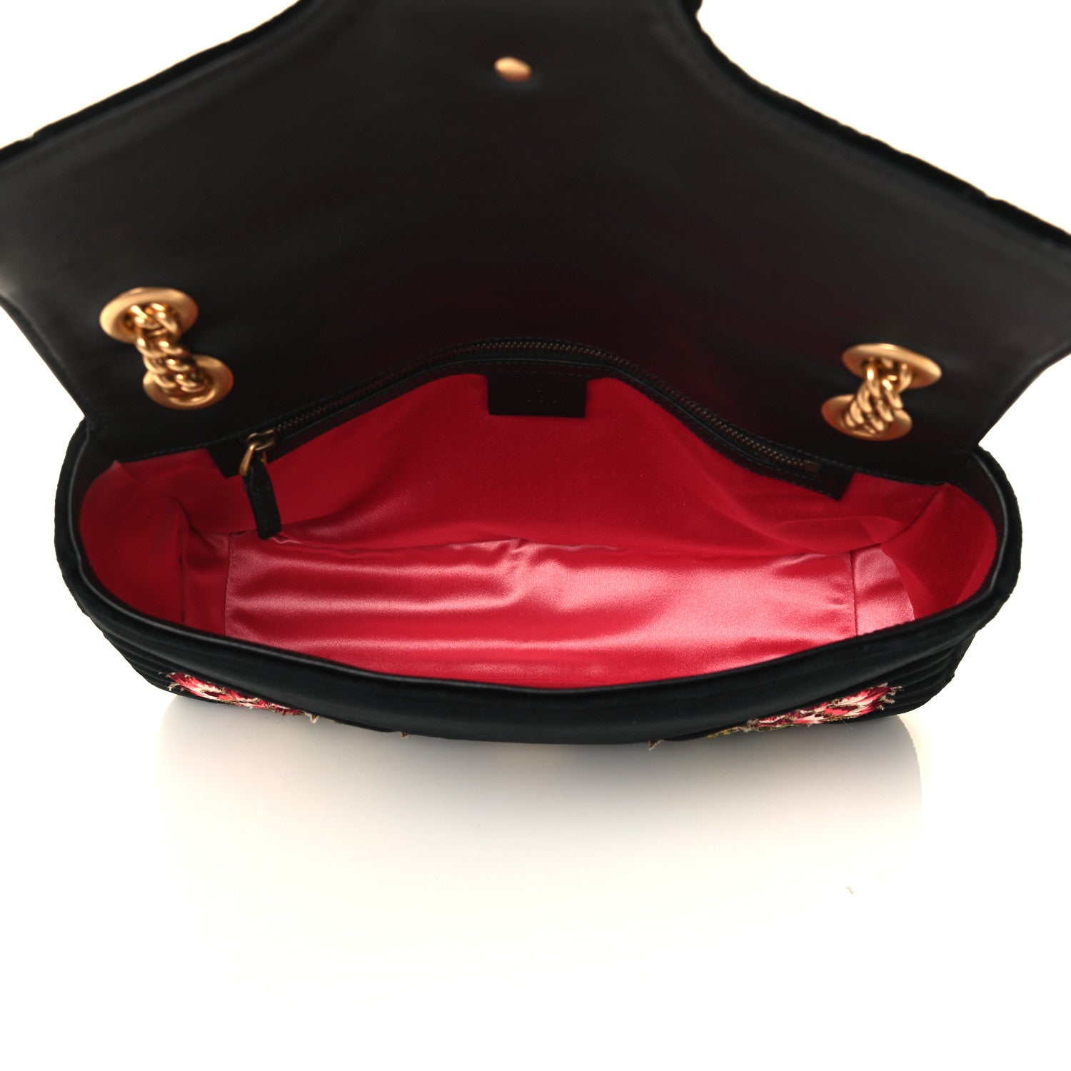 Gucci Velvet Matelasse Loved Embroidered Medium GG Marmont Shoulder Bag Black 4 of 4