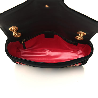Gucci Velvet Matelasse Loved Embroidered Medium GG Marmont Shoulder Bag Black 4 of 4