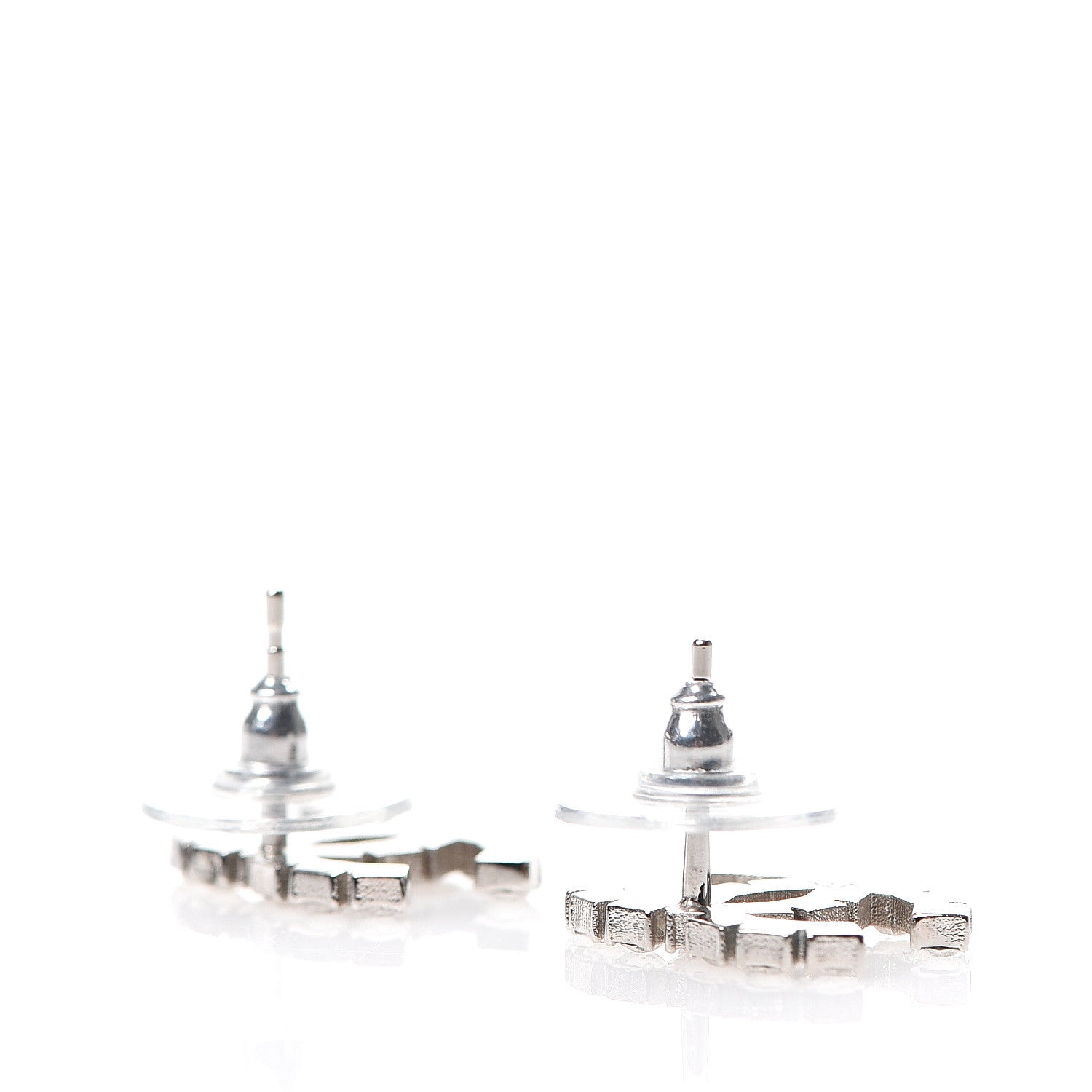 Chanel Crystal CC Earrings Silver 3 of 5