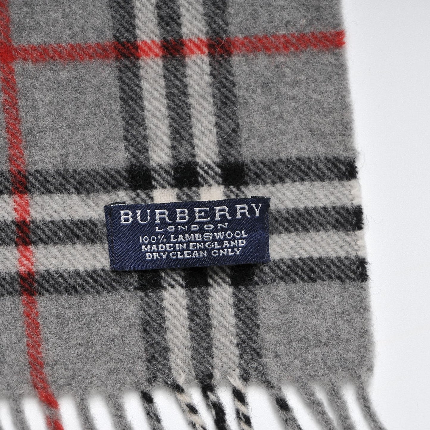 Lambswool House Check Fringe Scarf Grey