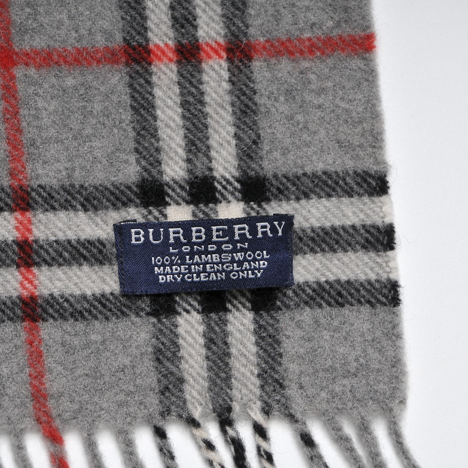 Burberry Lambswool House Check Fringe Scarf Grey 3 of 4