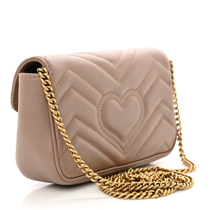 Gucci Calfskin Matelasse Super Mini GG Marmont Shoulder Bag Porcelain Rose 3 of 11
