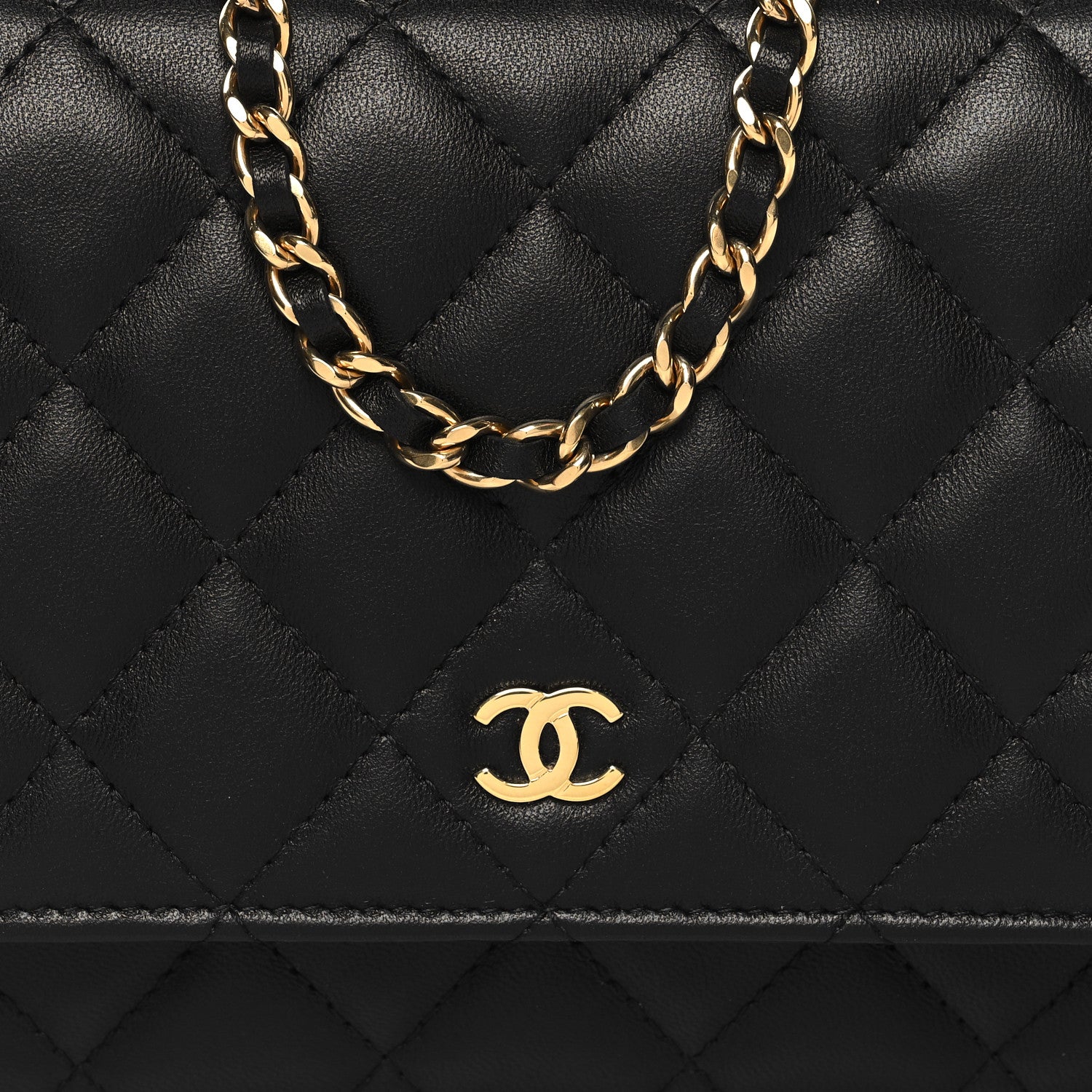 Chanel Lambskin Quilted Wallet On Chain WOC Black 9 of 11