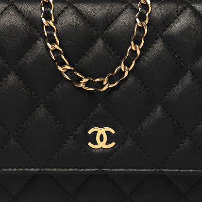 Chanel Lambskin Quilted Wallet On Chain WOC Black 9 of 11