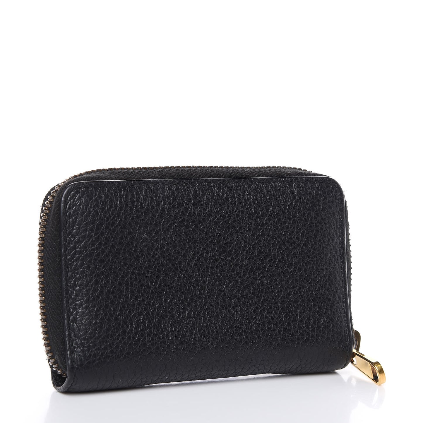 Calfskin Logo Zip Around Card Case Black