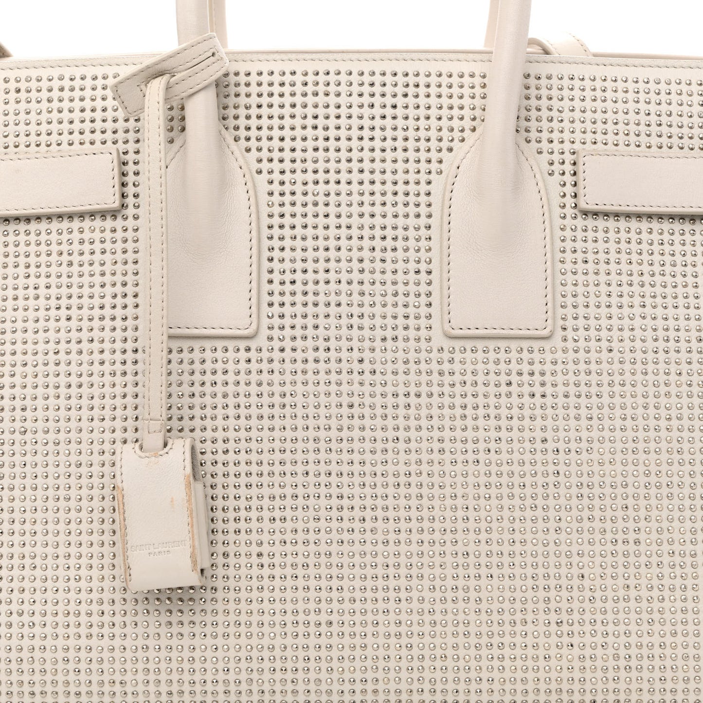 Calfskin Studded Small Sac De Jour White