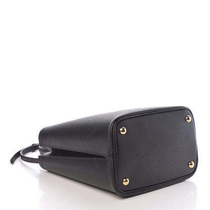 Prada Saffiano Cuir Medium Panier Bucket Bag Black Fuoco 4 of 9
