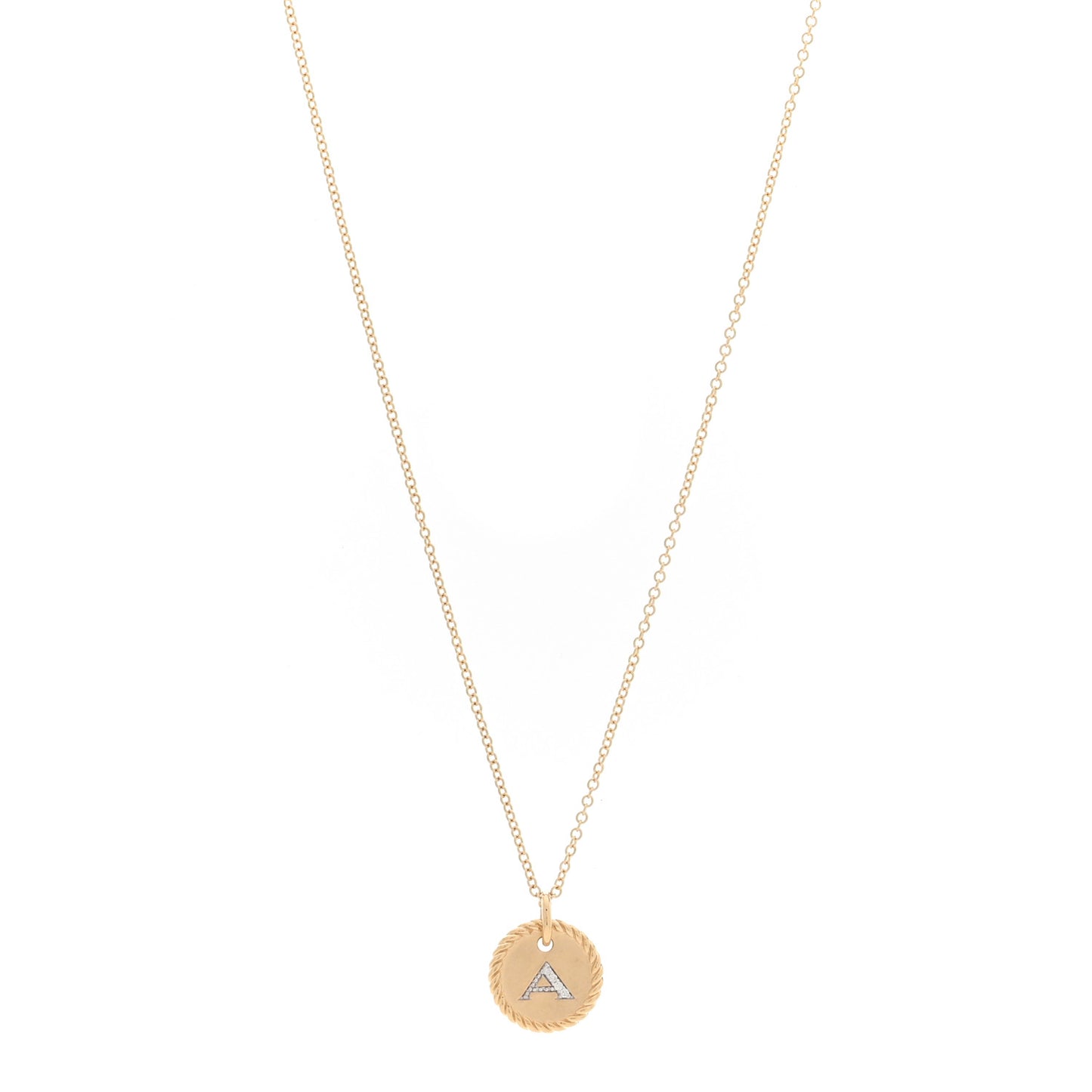 18K Yellow Gold Diamond Initial A Charm Necklace