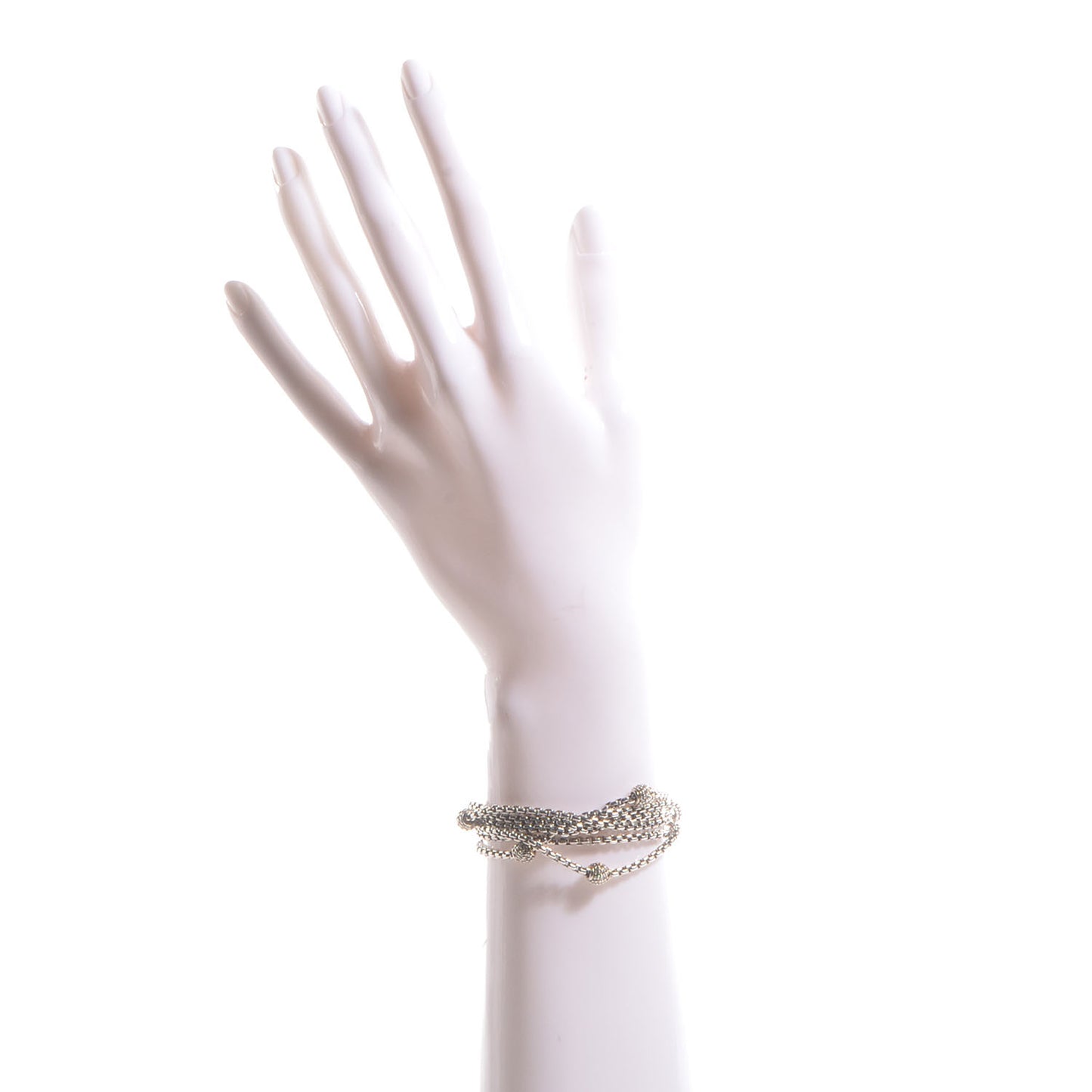 Sterling Silver 18k Gold Diamond Eight-Row Chain Bracelet 2XL