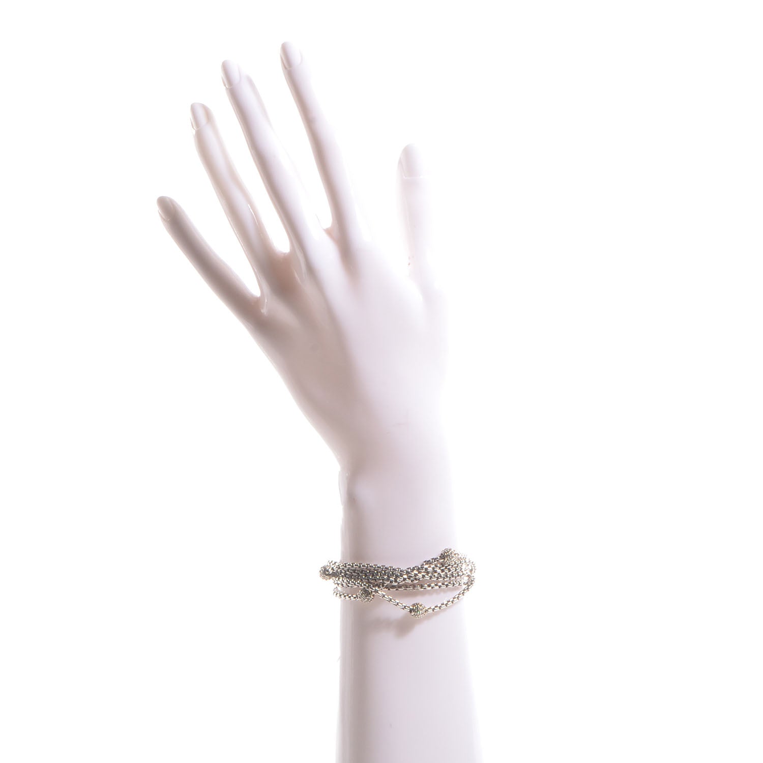 David Yurman Sterling Silver 18k Gold Diamond Eight-Row Chain Bracelet 2XL 2 of 7