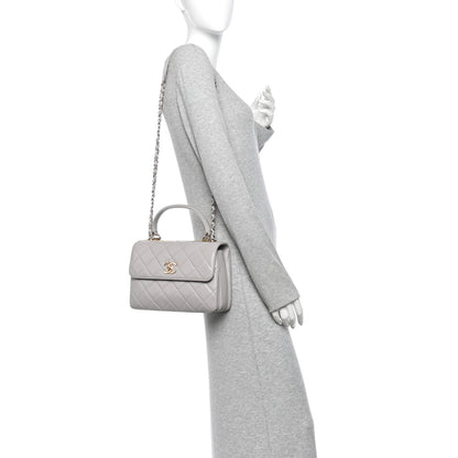 Chanel Lambskin Quilted Small Trendy CC Flap Dual Handle Bag Light Grey 2 of 14