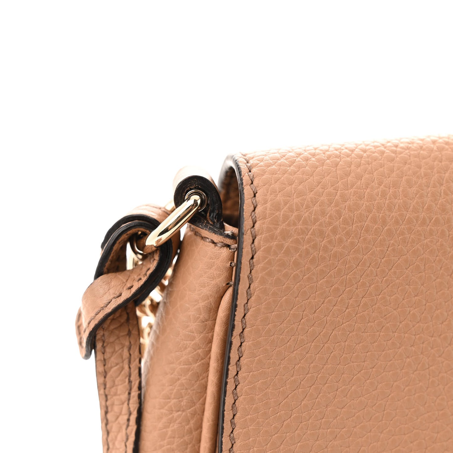 Pebbled Calfskin Medium Soho Flap Crossbody Camelia