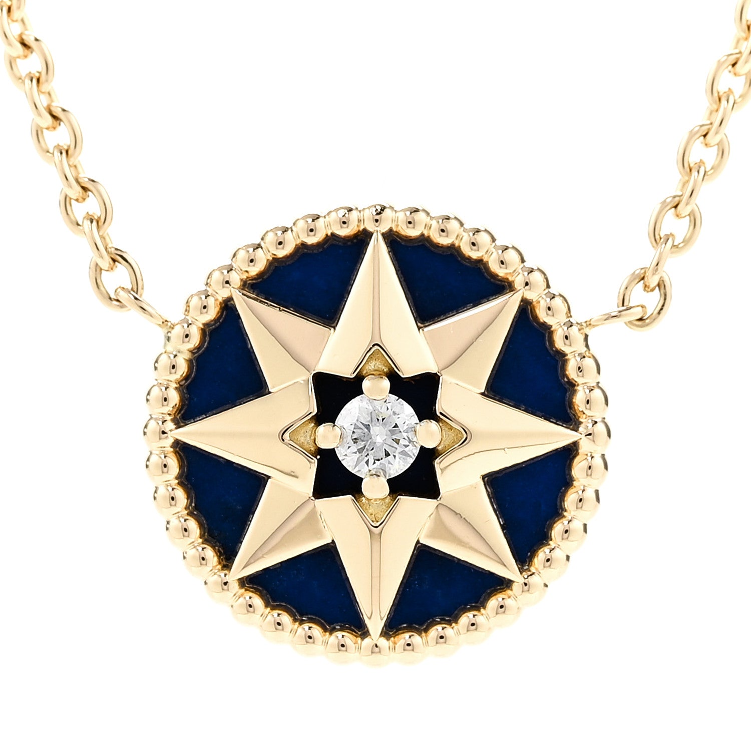 Christian Dior 18K Yellow Gold Diamond Lapis Lazuli Rose Des Vents
