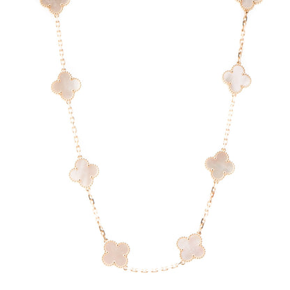 Van Cleef & Arpels 18K Yellow Gold Mother of Pearl 10 Motifs Vintage Alhambra Necklace 1 of 5