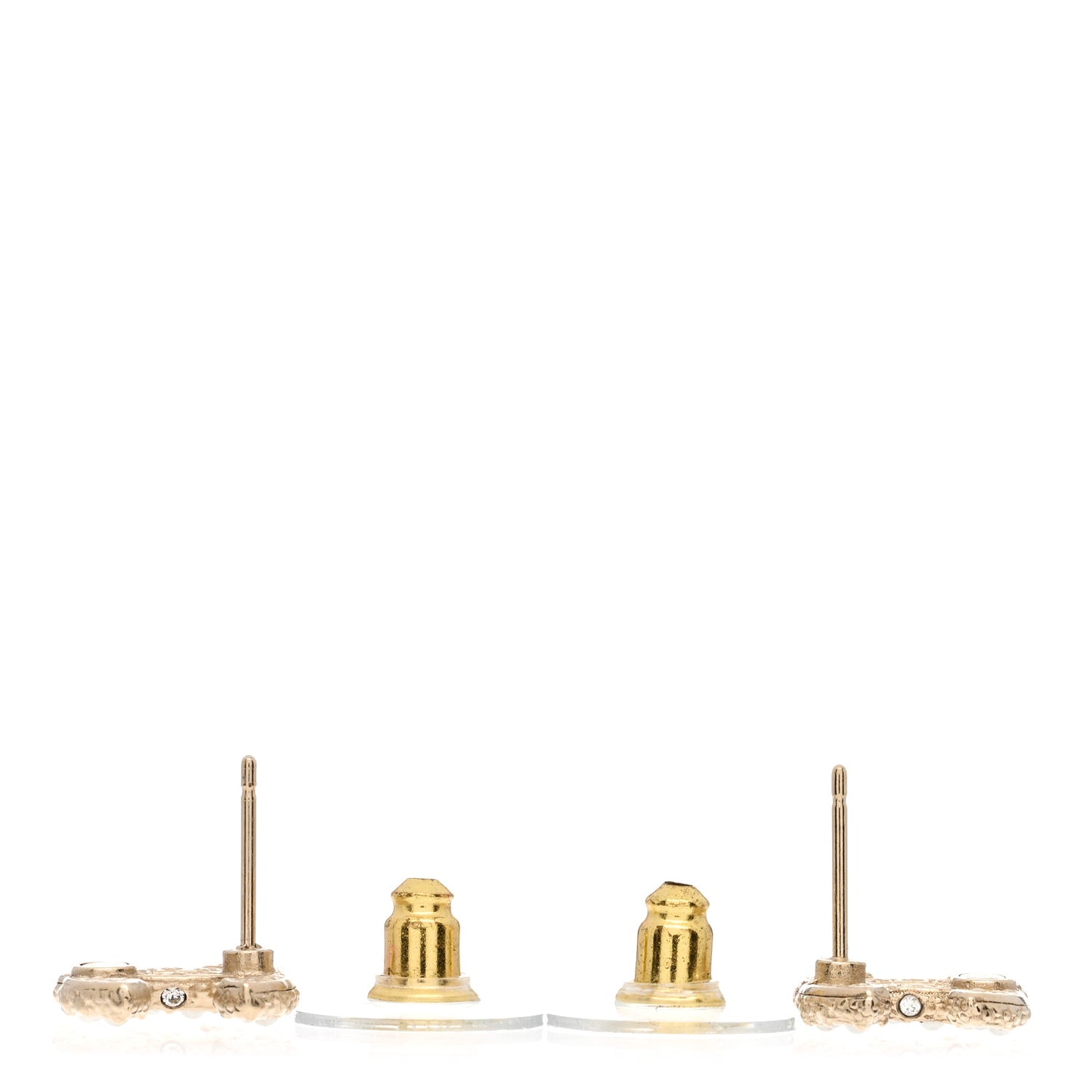 Metal Graduated Pearl Crystal CC Earrings Light Gold
