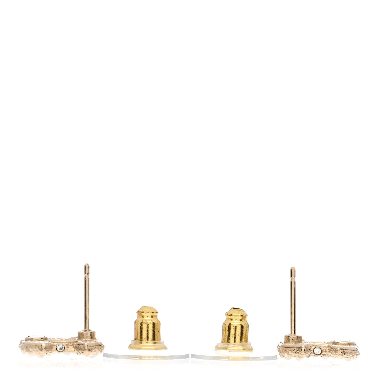 Chanel Metal Graduated Pearl Crystal CC Earrings Light Gold 3 of 4