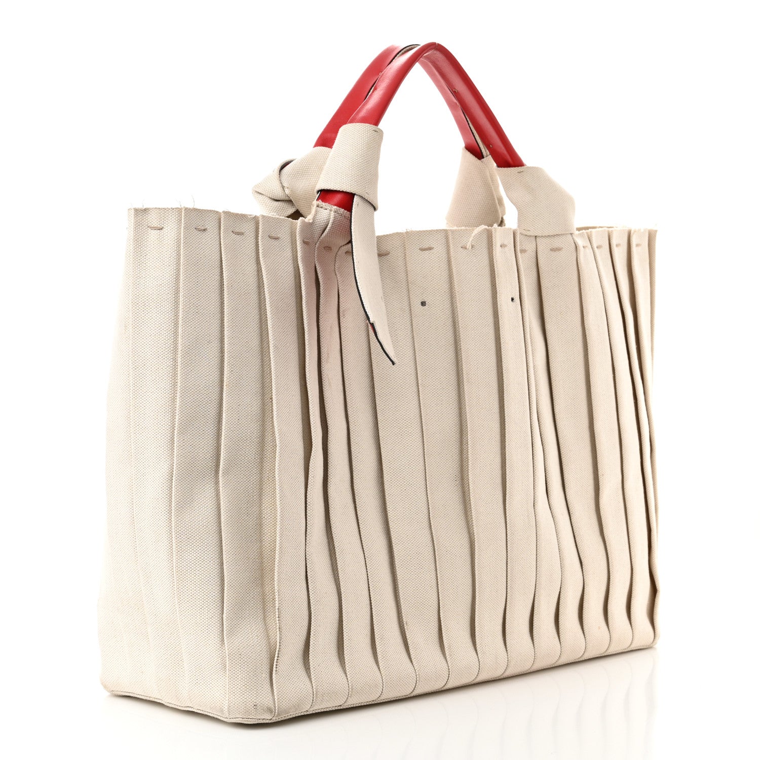 Valentino Garavani Canvas Atelier 05 Plisse Edition Medium Tote Bag Naturale 3 of 11
