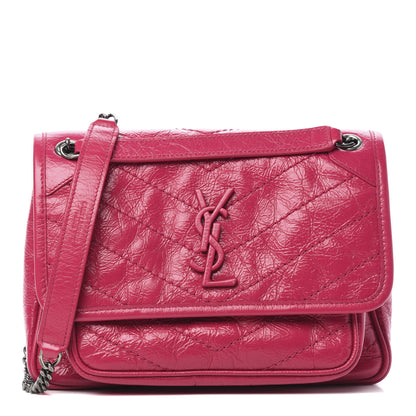 Saint Laurent Crinkled Calfskin Matelasse Monogram Baby Niki Chain Satchel Freesia 1 of 11