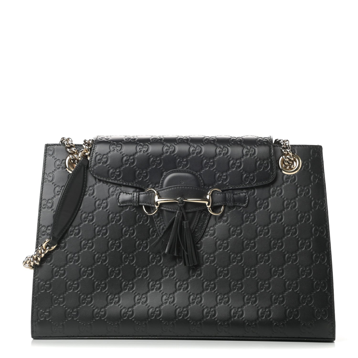 Gucci Guccissima Large Emily Chain Shoulder Bag Black 1 of 17