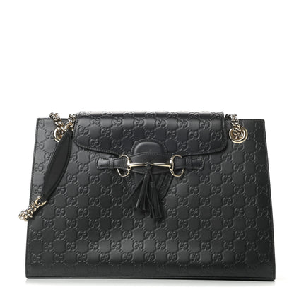 Gucci Guccissima Large Emily Chain Shoulder Bag Black 1 of 17