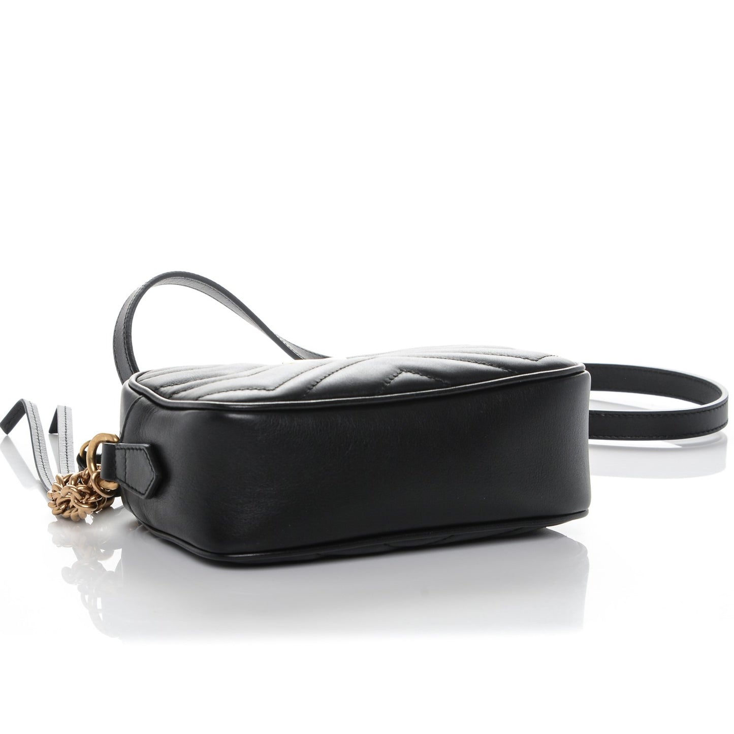 Calfskin Matelasse Mini GG Marmont Chain Shoulder Bag Black