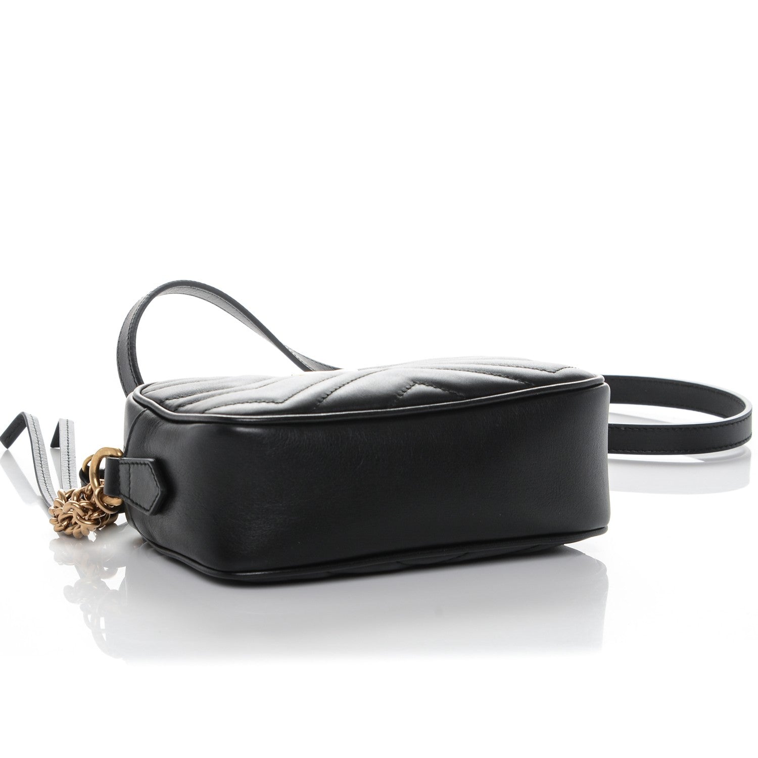 Gucci Calfskin Matelasse Mini GG Marmont Chain Shoulder Bag Black 4 of 6