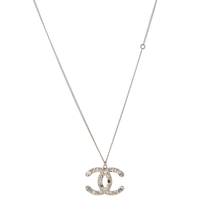 Chanel Pearl Crystal Baguette CC Long Necklace Gold 1 of 7