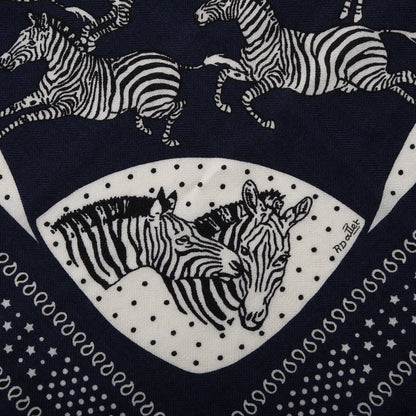 Hermes Cashmere Silk Les Zebras Bandana Scarf 55 Marine Black White 4 of 5