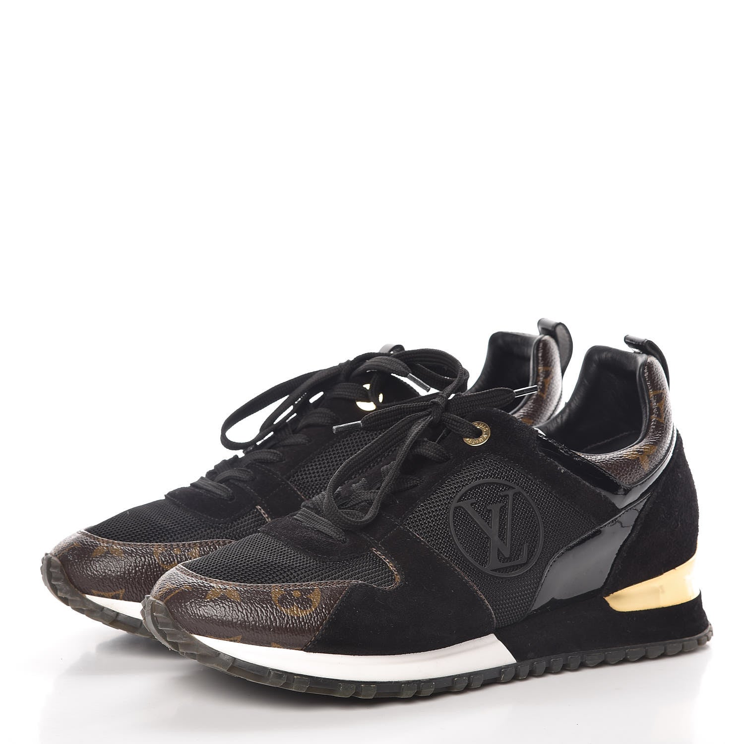 Louis Vuitton Suede Monogram Run Away Sneakers 38.5 Black 3 of 12