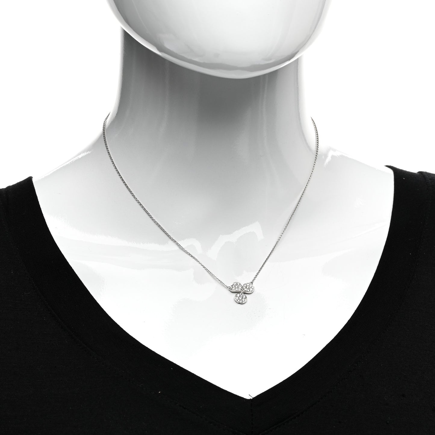 Platinum Diamond Paper Flowers Pave Pendant Necklace