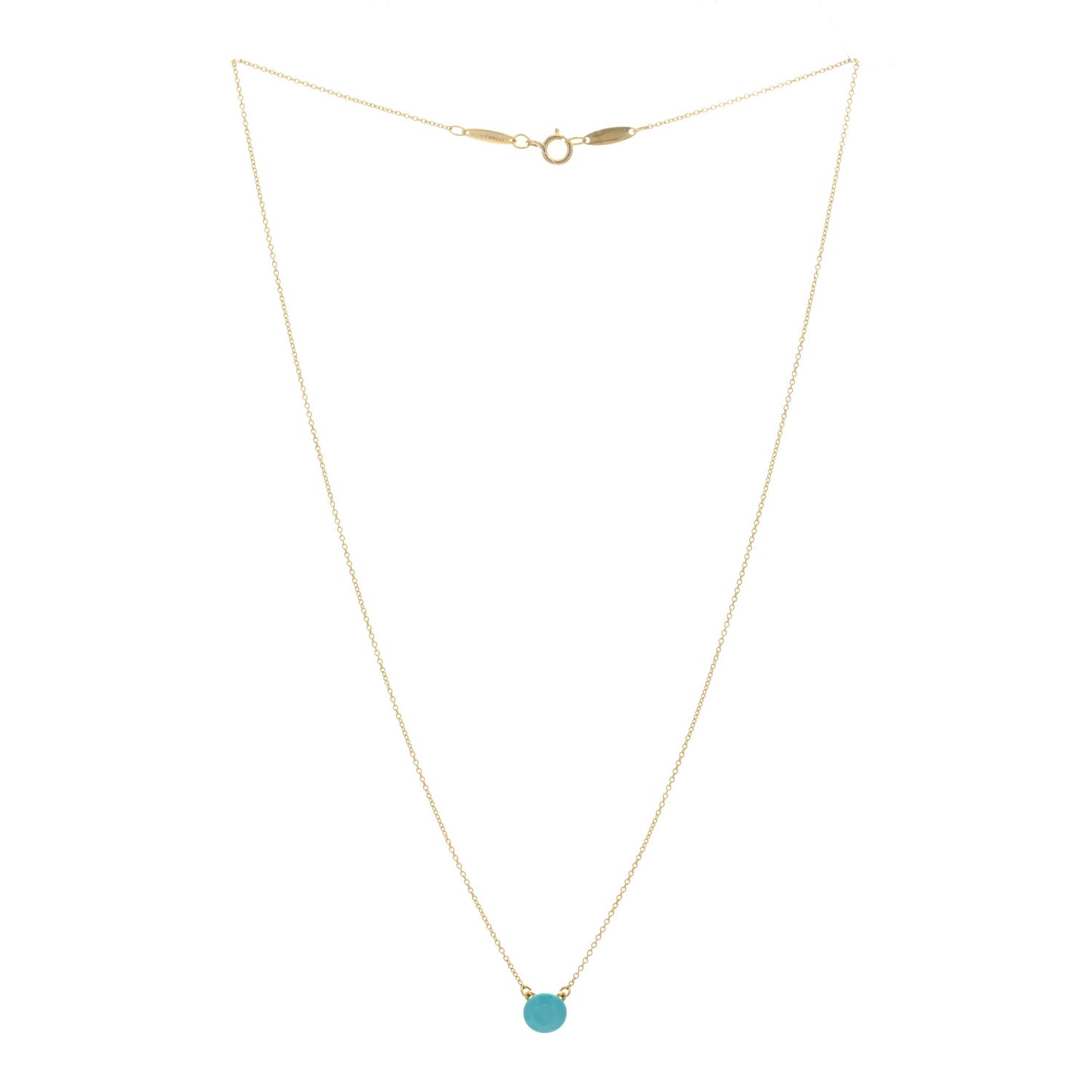 18K Yellow Gold Turquoise Elsa Peretti 1 Carat Pendant Necklace