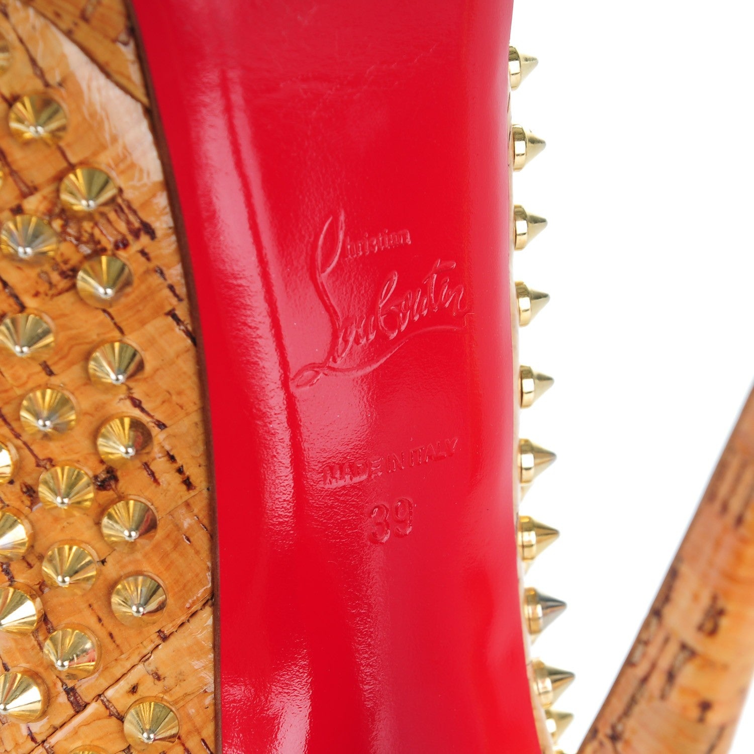 Christian Louboutin Cork Alti Spikes 160 Pumps 39 Natural Gold 6 of 8