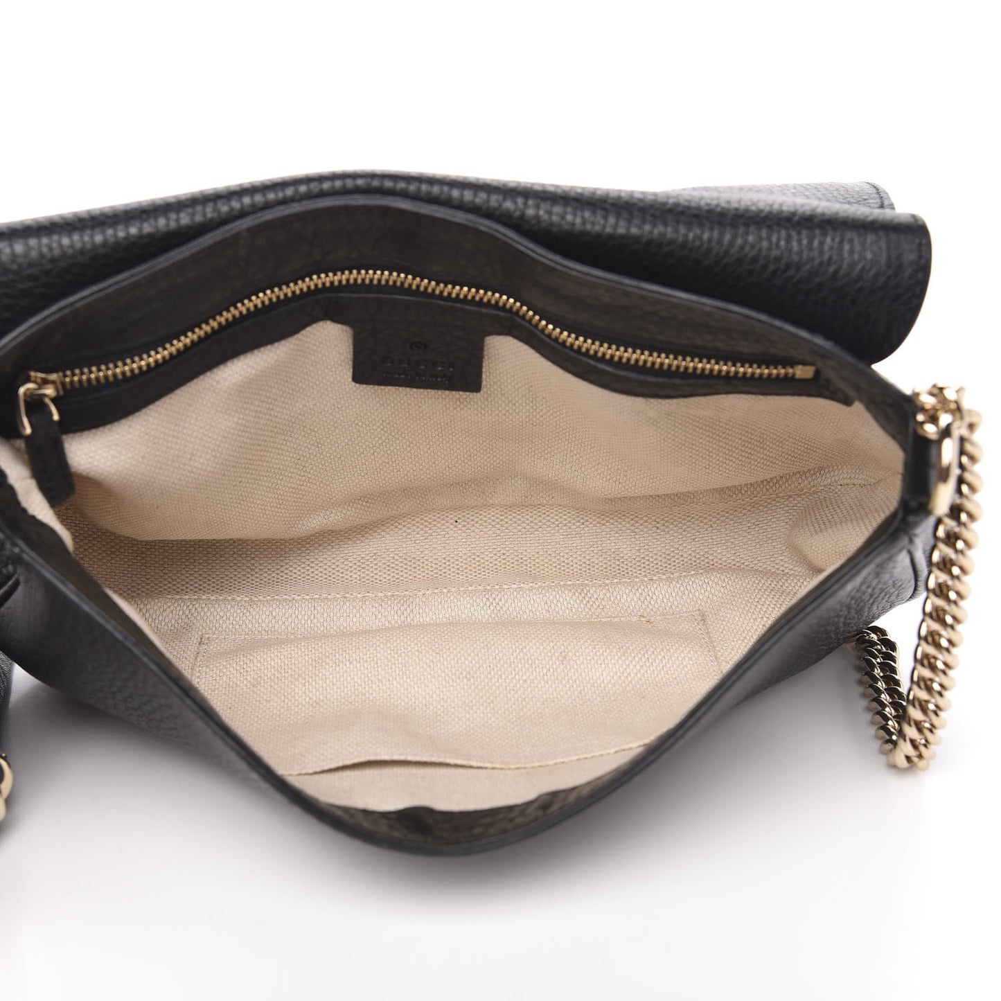 Pebbled Calfskin Medium Soho Flap Crossbody Black