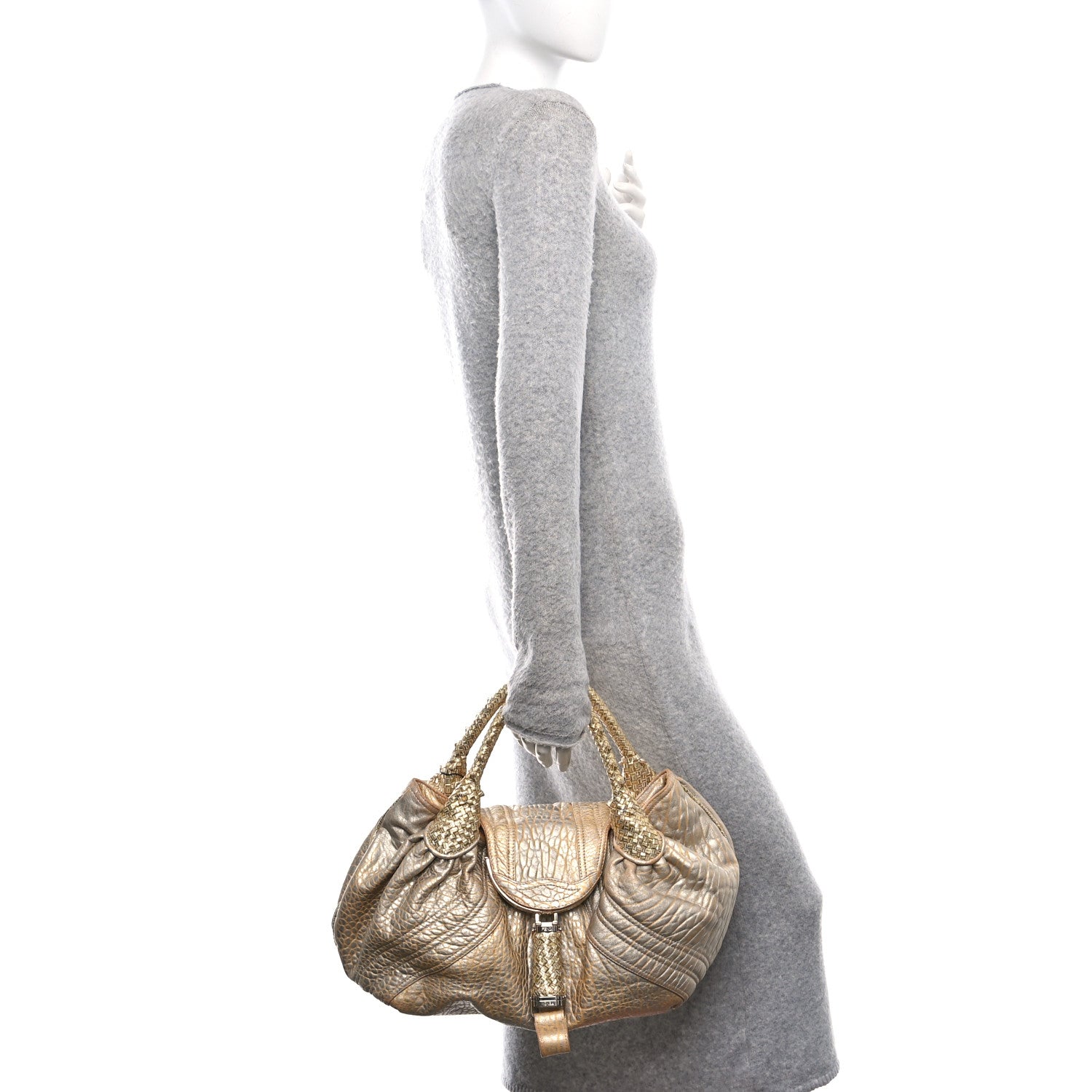 Fendi Nappa Nuvolata Bimetal Spy Oro Argento 3 of 19