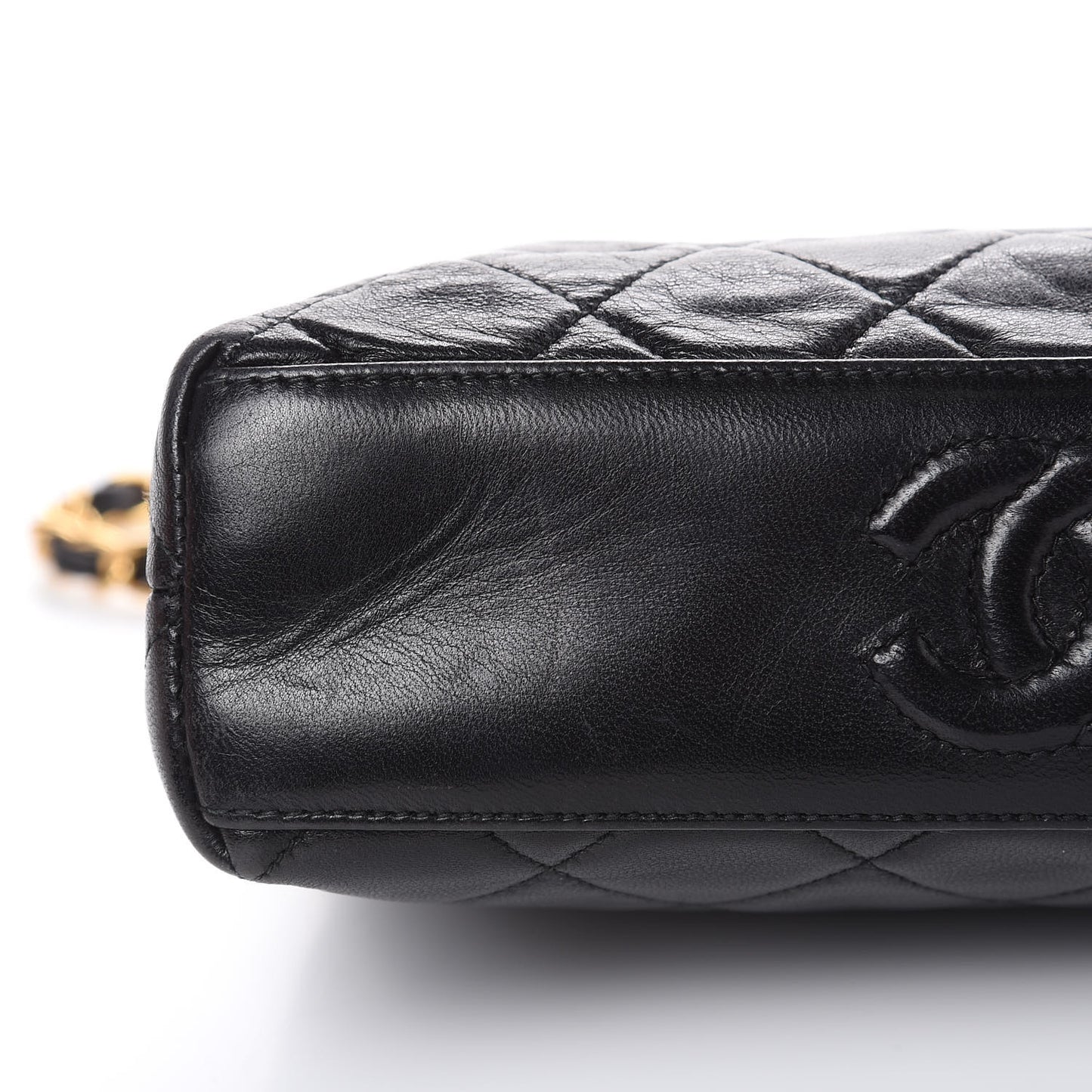 Lambskin Quilted Small Kisslock Evening Bag Black