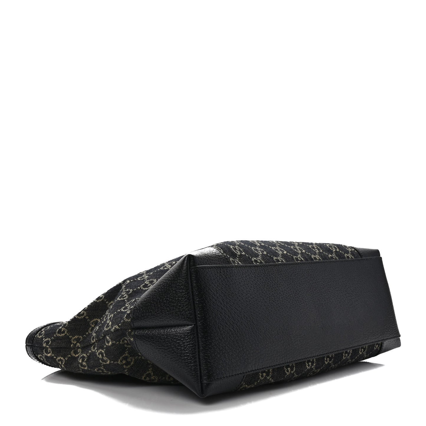 Jacquard Black Denim GG Monogram Medium Ophidia Shopping Tote Black Ivory