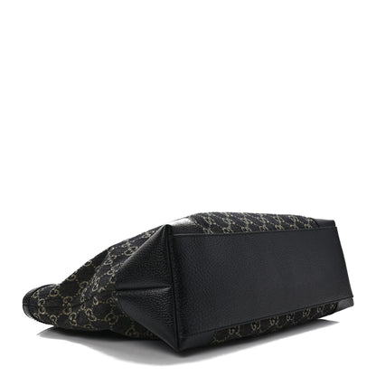 Gucci Jacquard Black Denim GG Monogram Medium Ophidia Shopping Tote Black Ivory 5 of 9