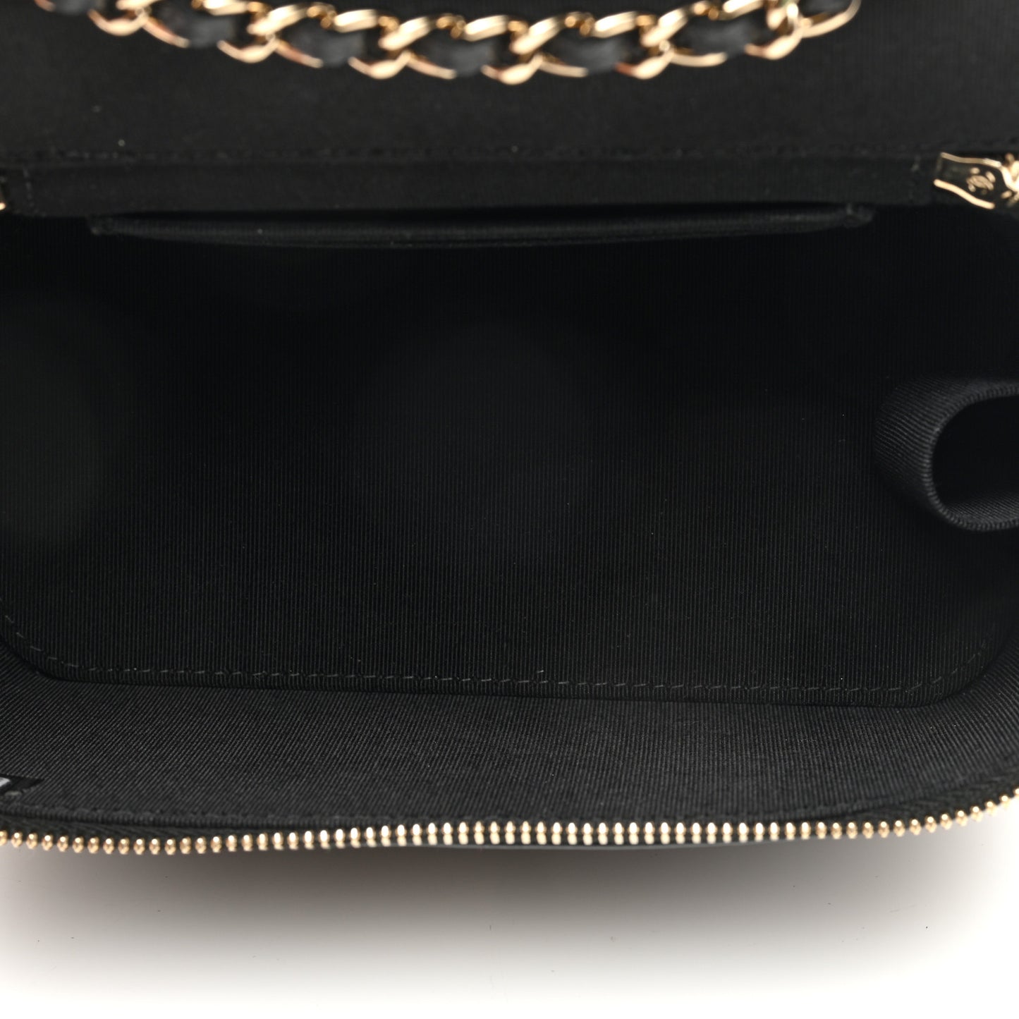 Lambskin Camellia Embossed Small Vanity Case With Chain Black