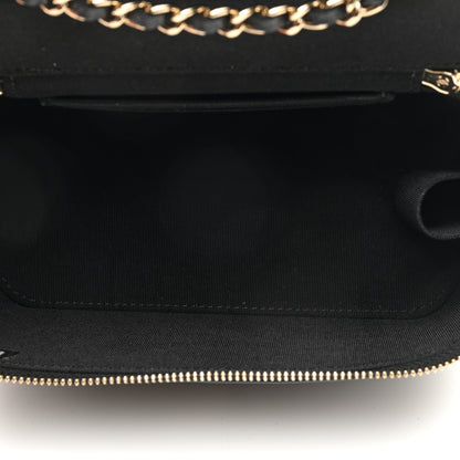 Chanel Lambskin Camellia Embossed Small Vanity Case With Chain Black 5 of 10