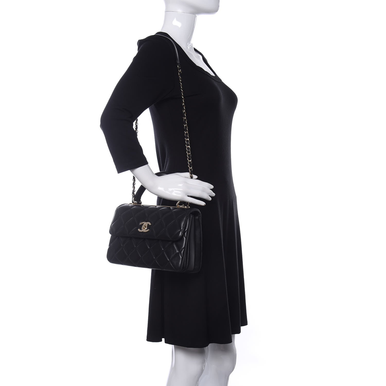 Chanel Lambskin Quilted Small Trendy CC Dual Handle Flap Bag Black 3 of 12