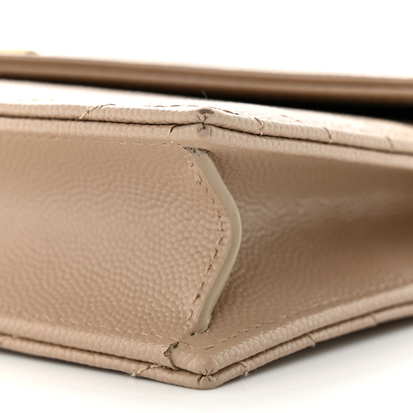 Grain De Poudre Matelasse Chevron Monogram Envelope Chain Wallet Dark Latte