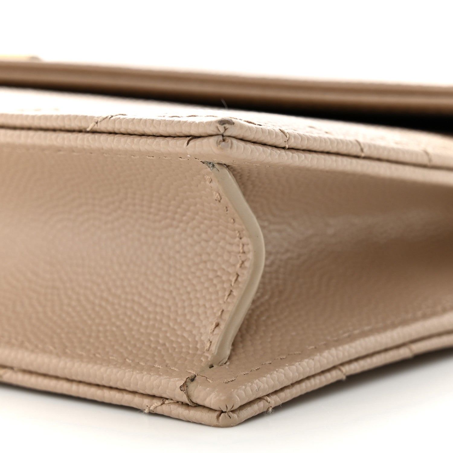 Saint Laurent Grain De Poudre Matelasse Chevron Monogram Envelope Chain Wallet Dark Latte 9 of 12