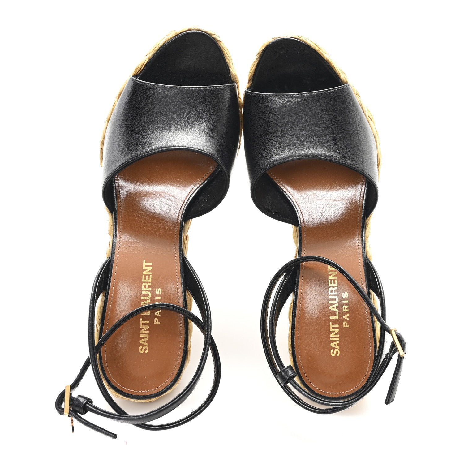 Saint Laurent Calfskin Paloma Espadrille 95 Wedges 37.5 Black 2 of 10