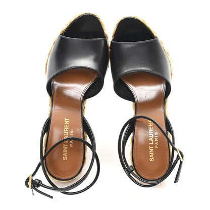 Saint Laurent Calfskin Paloma Espadrille 95 Wedges 37.5 Black 2 of 10
