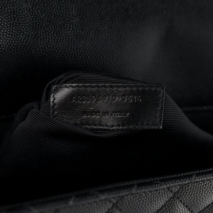 Saint Laurent Grain De Poudre Textured Mixed Matelasse Large Triquilt Monogram Monochrome Satchel Black 7 of 12