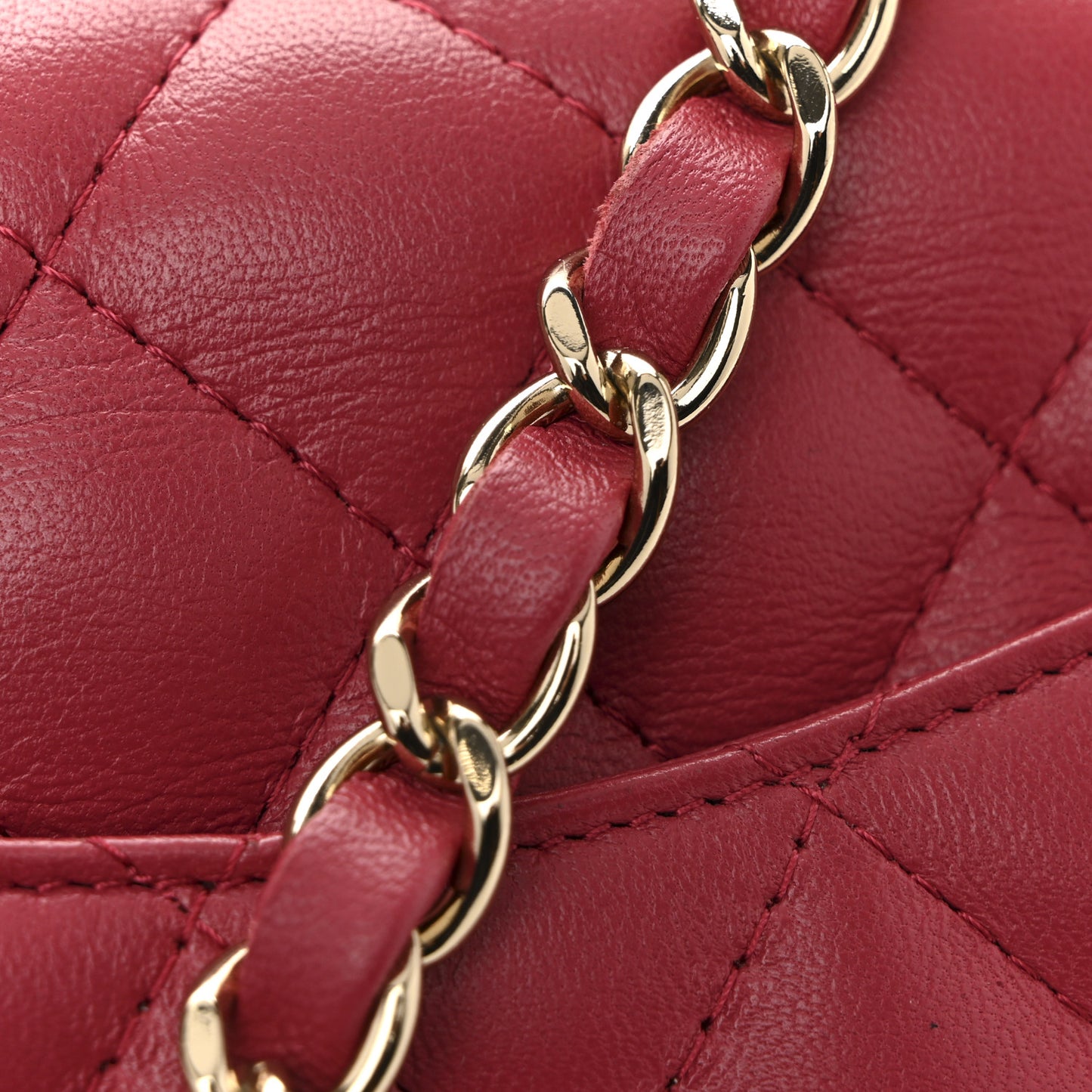 Lambskin Quilted Mini Square Flap Dark Pink