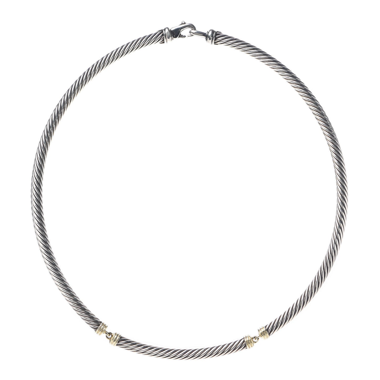 Sterling Silver 14K Yellow Gold 5mm Cable Choker Necklace